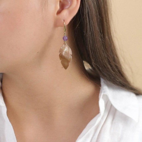 Серьги Nature Bijoux, Euphoria, с перламутром и аметистом, NB24.1-12-79145 бежевый фото 3