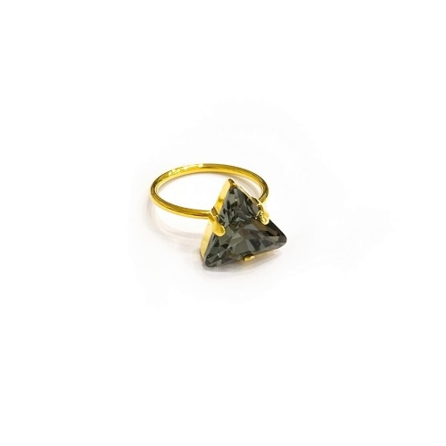 Кольцо Catherine Bijoux, The three sides of the triangle, разъемное, с кристаллом, CB25.1-5308DG серый