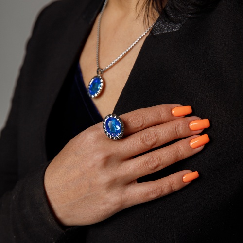 Кольцо Qudo TIVOLA UNICA big (S/P) Royal blue delite 58, 688152 фото 7