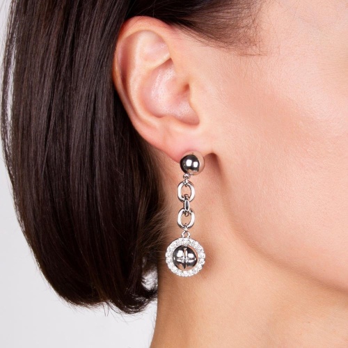 Серьги Moon Paris, Ringo, с кристаллами, MR-22.03-040 серебристый фото 2