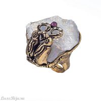 Кольцо Alcozer&J, кварц, рубин, кристаллы Swarovski, AL2406-A108AL24 золотистый
