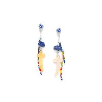 Серьги Nature Bijoux, Raksha, перламутр,лазурит,цветной бисер и эмаль, NB22.1-12-77355 серебристый