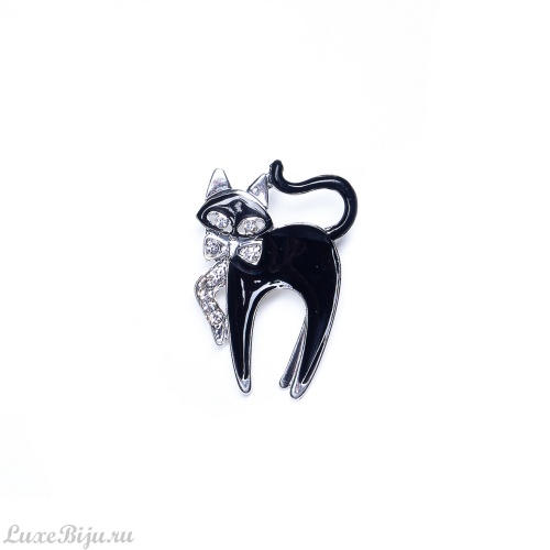 Брошь Moon Paris, Kids, кошка с бантом, с кристаллами, MK-21.11-009 черный