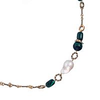 Колье Alcozer&J, с малахитом и жемчугом, AL-C58AM25-R зеленый