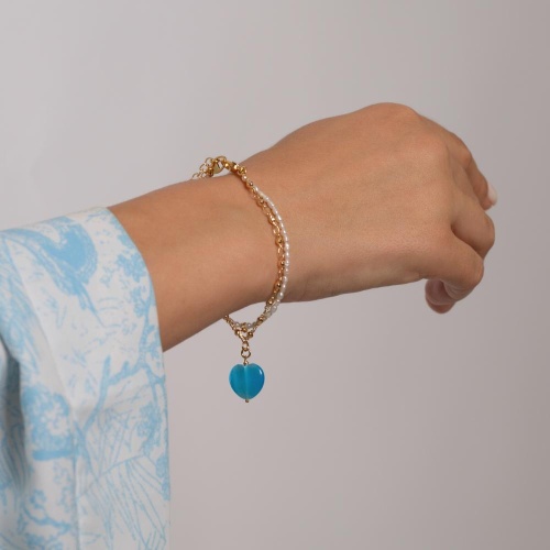 Браслет Lanzerotti, Marino, с жемчугом, кошачьим глазом, кристаллом, LZ-25.06-137 голубой фото 5