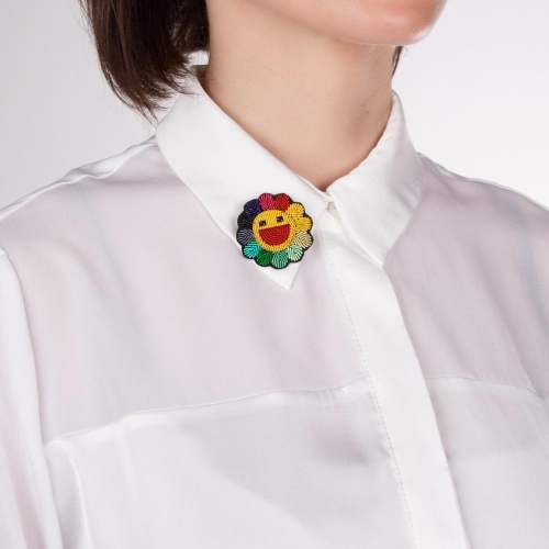 Брошь Moon Paris, радужный цветок из текстиля, Mo-22.03-018 желтый фото 2