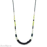 Колье Nature Bijoux, Canopy, перидот,яшма,кварц,стеклянные бусины,рог, NB22.2-15-42283 зеленый