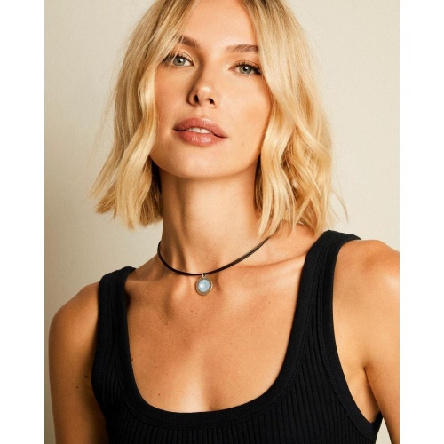 Колье VIDDA, Sweet, кожаное, с кристаллом Swarovski, VD25.2-01868 серый фото 3