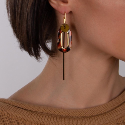 Серьги Nuance, Nuance, асимметричные,овальные подвески, стержнь, NFN-23.12-088 золотистый фото 2