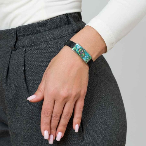 Браслет Fiore Luna на черном кожанном ремешке, CB03598-18A фото 2