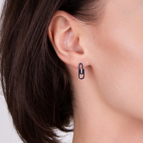 Серьги Moon Paris, Ikita, в форме скрепки, MIK-22.03-023 серебристый фото 3