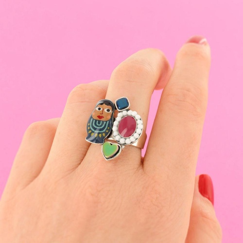 Кольцо TARATATA, Nanas, разъемное,со смолой,бусинами и гематитом, TT-W24-03420-10M серебристый фото 3