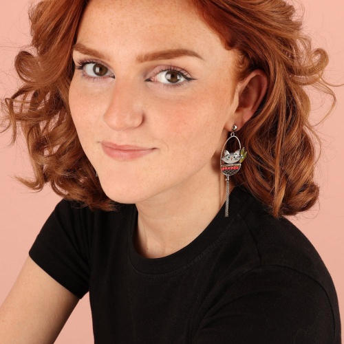 Серьги TARATATA, Gros malin, со стразами, бусинами и цветной смолой, TT-T23-09940-10M серебристый фото 2