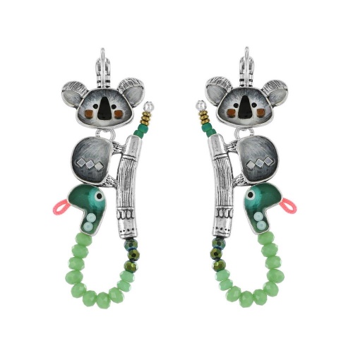 Серьги TARATATA, Koko, со смолой, стразами, бусинами и шнуром, TT-T23-03721-10M серый