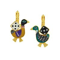 Серьги TARATATA, Jeu De L`oie, асимметричные, с цветной смолой, TT-H24-01704-20M золотистый