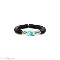 Браслет Nature Bijoux, Lagon noir, стрейч, с кокосом и говлитом, NB22.2-13-42362 черный