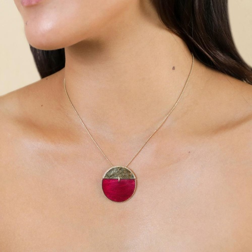 Колье Franck Herval, Marly, с ракушкой Capiz в смоле, FH25.2-15-64430 бордовый фото 3