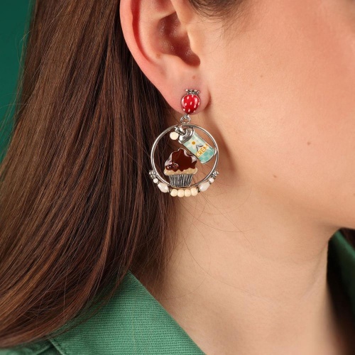 Серьги TARATATA, Chapardeuse, асимметричные,с цветной смолой, бусинами, TT-H24-07995-10M серебристый фото 2