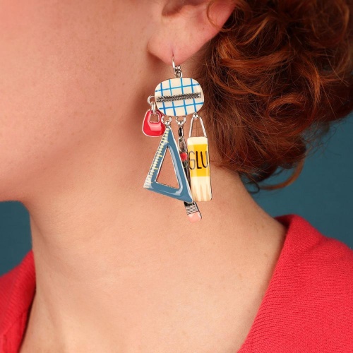 Серьги TARATATA, Gomme, асимметрия, цветная смола,золотая краска, TT-W25-03730-10M серебристый фото 2