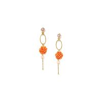 Серьги Franck Herval, Clea, цветок,кристалл Swarovski, жемчуг, эмаль, FH23.2-12-68197 оранжевый