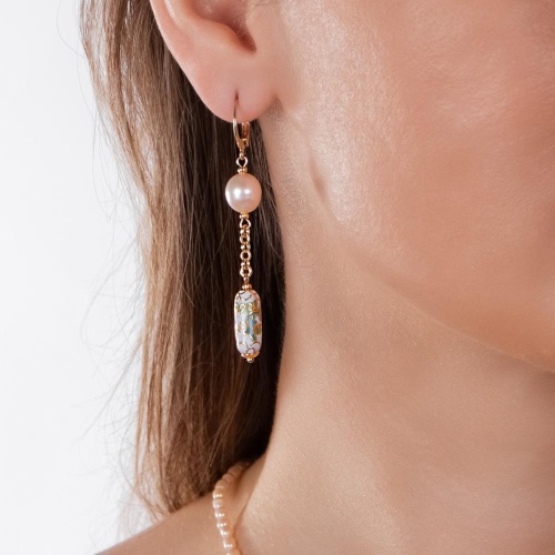 Серьги Lanzerotti, Pesca, с жемчугом и бусиной расписанной вручную, LZ-24.05-267 розовый фото 2