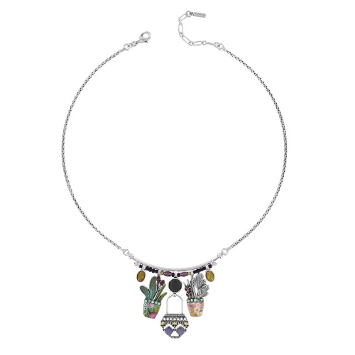 Колье TARATATA, Ciboulette, с цветной смолой, бусинами и стразами, TT-E24-08113-10M серебристый фото 5