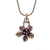 Колье Alcozer&J, розовый кварц, рубин, гранат, Swarovski, AL2512-C68AN25 золотистый