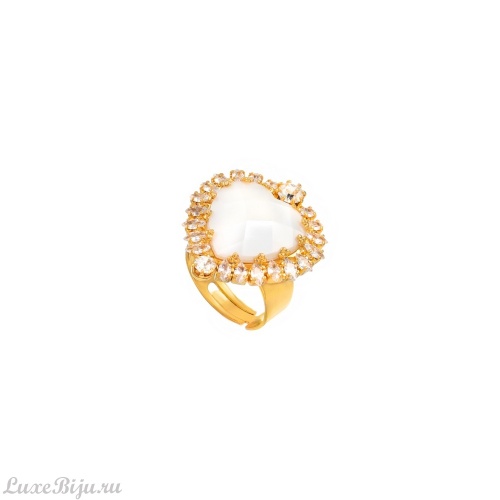 Кольцо Celeste G, с перламутровым сердцем и фианитами, CS26.1-1668 белый