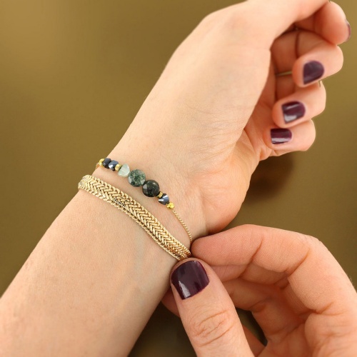 Браслет TARATATA, Zen, стеклянные бусины, гематит, яшма Камбаба, TT-W25-07313-20M золотистый фото 2