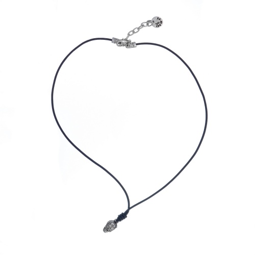 Колье Tra-la-ra, Tatoo, кожаное, с черепом и кристаллами, TLR24-522P208 хрустальный фото 2