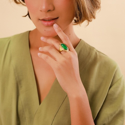 Кольцо Nature Bijoux, Kinsley, со вставкой из дерева роблес, NB23.2-19-25011 зеленый фото 7
