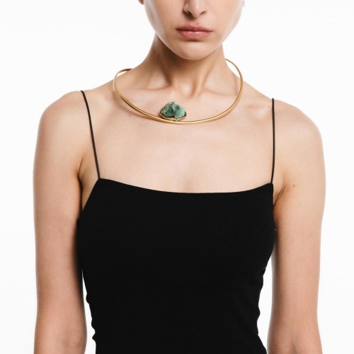 Колье Katerina Vassou, Iris, гривна, с агатом, KV24.1-308994GGREEN зеленый фото 3