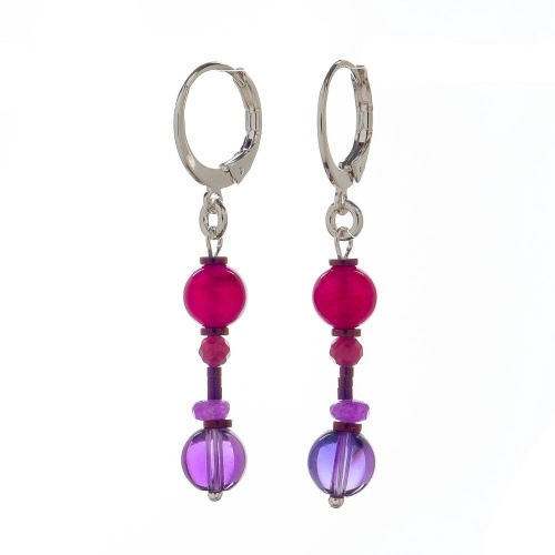 Серьги Lanzerotti, Monroe, аметист, тигровый глаз, агат, турмалин, LZ-23.07-291 фиолетовый