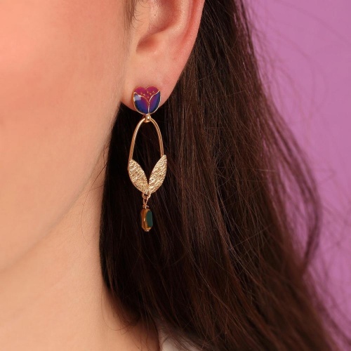 Серьги TARATATA, Crocus, асимметричные,смола,микрошарики,бусины, TT-H24-02954-203 красный фото 3