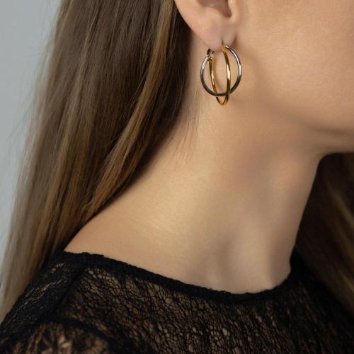 Серьги Moon Paris, Ringo, биколорные конго, MR-26.01-030 золотистый фото 2