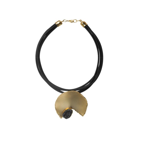 Колье Katerina Vassou, Jovena, с позолоченным элементом и друзой агата, KV26.1-308378G черный