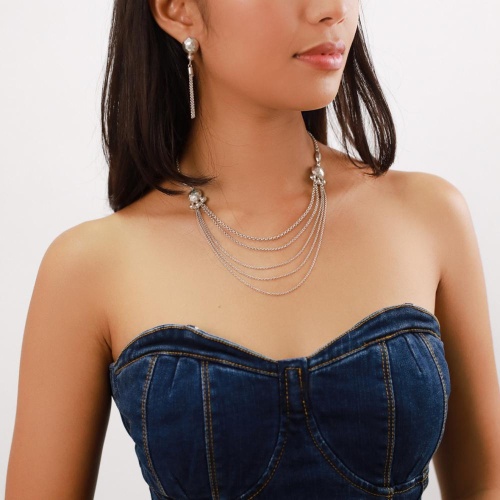 Колье ORI TAO, Castella, с многоярусными цепями и бусинами, OT23.2-15-31480 серебристый фото 7