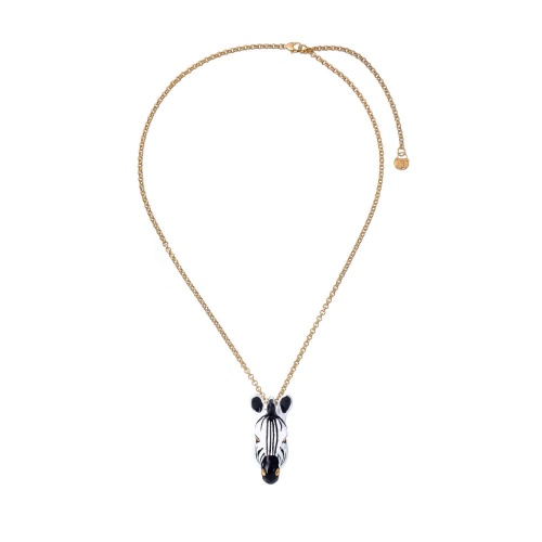 Колье Polina Firenze, зебра с кристаллами и эмалью, PF25.2-PE4283 белый