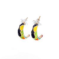 Серьги Polina Firenze, тукан c эмалью и кристаллами, PF25.2-OR4316 золотистый