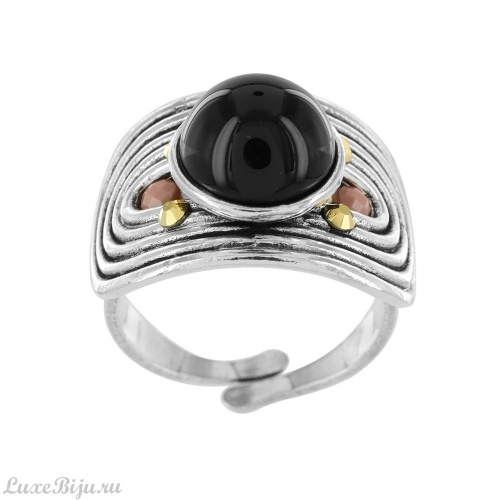 Кольцо TARATATA, Full moon, разъемное,с цветной смолой и кристаллами, TT-H23-02401-102 черный