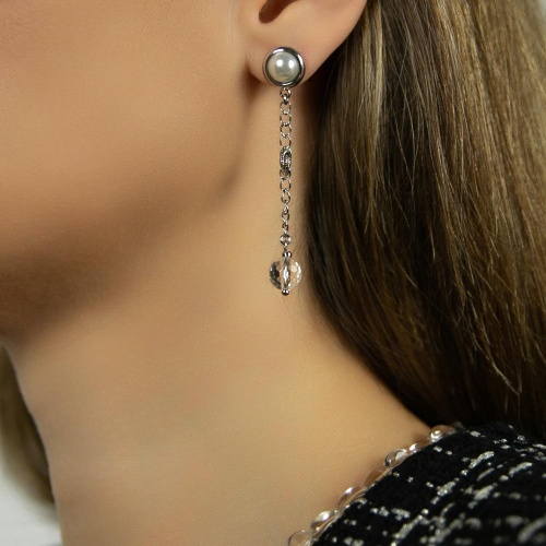 Серьги Lanzerotti, Pianoforte, с перламутром и хрусталем, LZ-25.12-396 серебристый фото 2