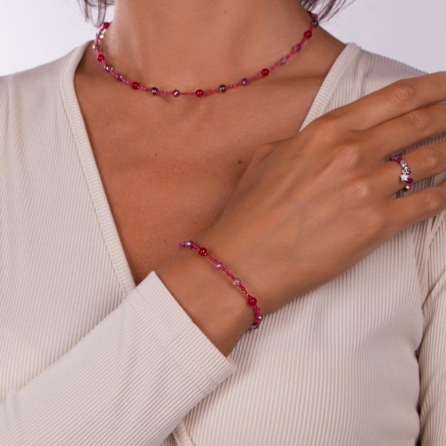 Браслет Lanzerotti, Monroe, турмалин, аметист, кристаллы, бусины, LZ-23.07-247 лиловый фото 2