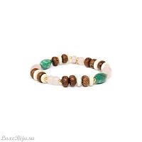 Браслет Nature Bijoux, Mestisa, стрейч, амазонит, роблес, раковина,кварц, NB22.2-13-42385 бирюзовый