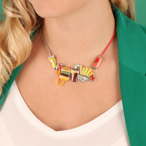 Колье TARATATA, Ketchup, смола, пудра, блестки, шнур и кабошон, TT-W23-08113-10M серебристый фото 3