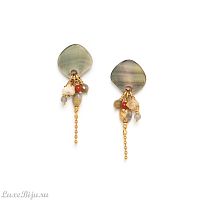 Серьги Nature Bijoux, Canyon, перламутр,лабрадорит,орлиный глаз,агат, NB22.1-12-77039 золотистый