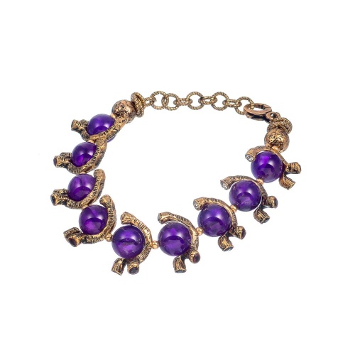 Браслет Alcozer&J, аметист, гранат, сапфир, Swarovski, AL2502-B128CO24 фиолетовый