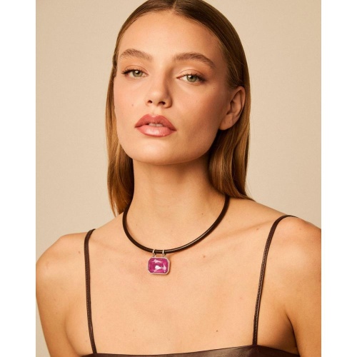 Колье VIDDA, Lily, кожаное, с кристаллом Swarovski, VD25.1-02084 розовый фото 2