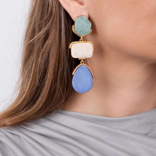 Серьги Moon Paris, с акриловыми вставками, Mo-Y24.06-027 голубой фото 2