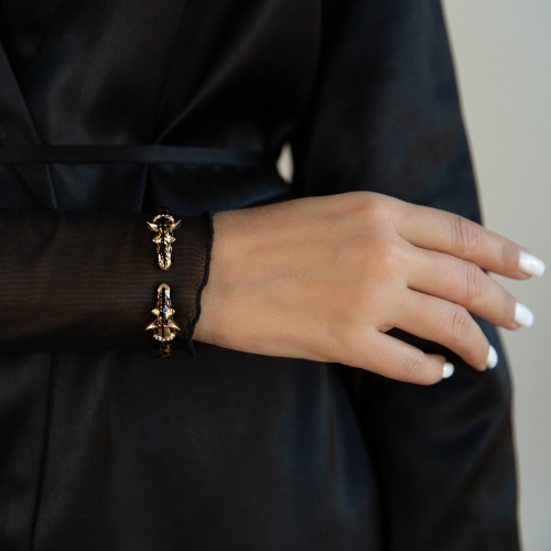 Браслет Polina Firenze, кафф, жираф с кристаллами и эмалью, PF26.1-BR4298 золотистый фото 2