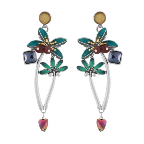 Серьги TARATATA, Papong, с цветной смолой и стеклянными бусинами, TT-E24-11994-10M серебристый